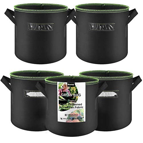 Inavis 5-Pack 3 Gallon Grow Bags Heavy Duty 300G Thickened Nonwoven Plant Fabric Pots with Handles,Planting Pots Plant Labels Include 2021 New Version Inavis 5-Pack 3 Gallon Grow Bags Heavy Duty 300G Thickened Nonwoven Plant Fabric Pots with Handles,Planting Pots Plant Labels Include 2021 New Version